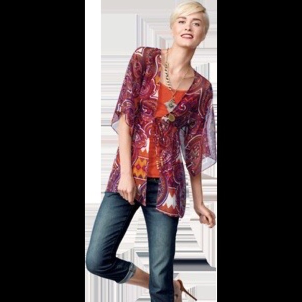 EUC CAbi sheer tie tunic-- size Large🎀